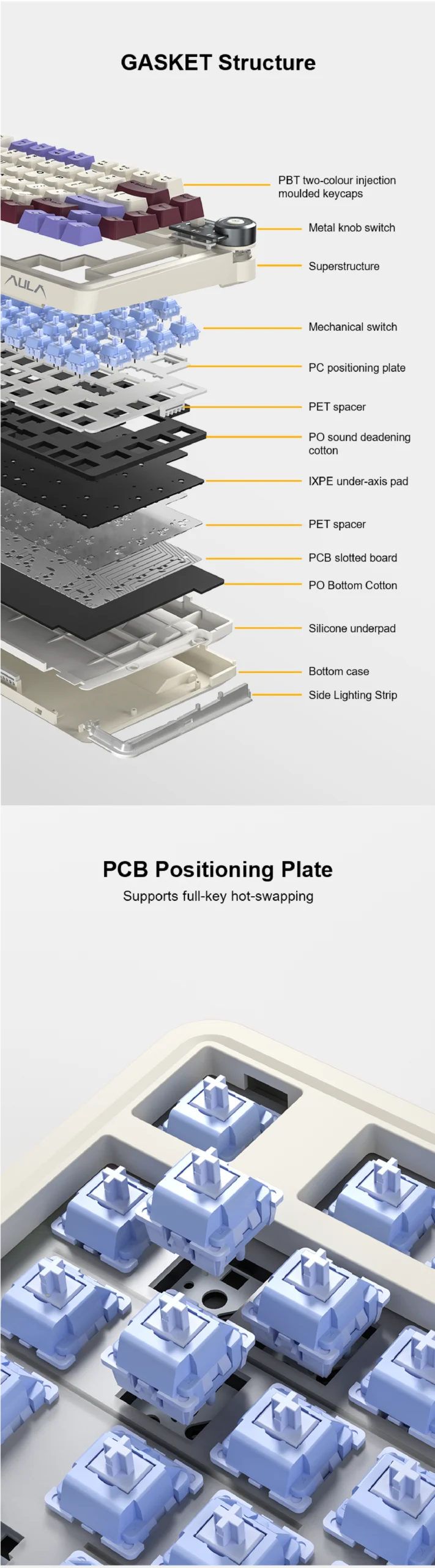 AULA-AU75 Gasket 3 in 1 Mechanical Keyboard