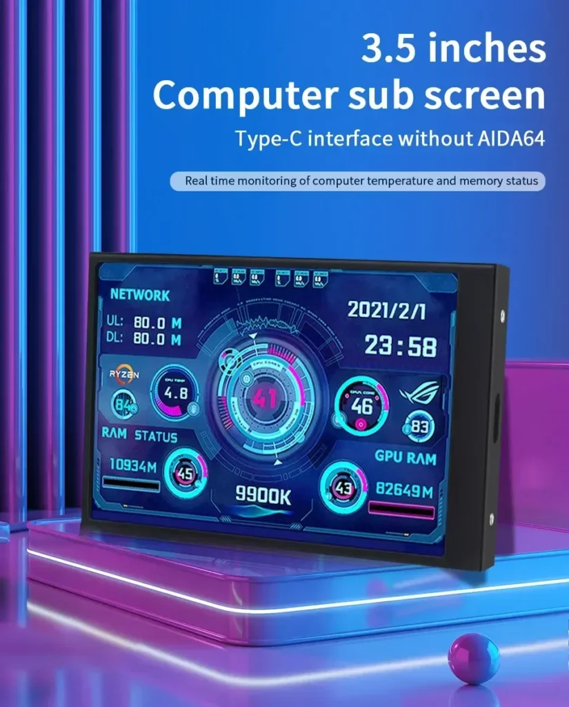 3.5 Inch IPS TYPE-C Secondary Screen CPU GPU RAM